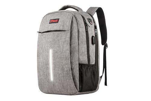 Laptop Backpack, Business Travel Bag with USB Charging Port, Water Resistant Anti-Theft Computer Backpack, 15.6 Inch, Gray, for Men, Women