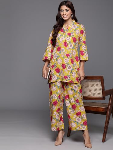 Image of Varanga Women Lavender Floral Printed Cotton Co-Ords