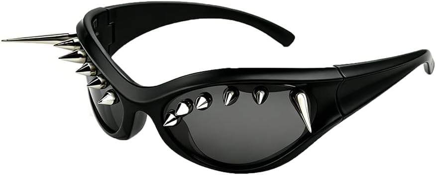 Punk Rivet Sunglasses,Colorful One-Piece Lens Glasses Spike Party Glasses for Cosplay Club Nightclub Eyewear