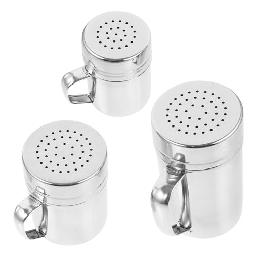 SOLUSTRE 3pcs Stainless Steel Powdered Sugar Shaker Versatile Flour Duster for Baking Cocoa and Seasonings Easy to Clean with Multi for Even Dispersion