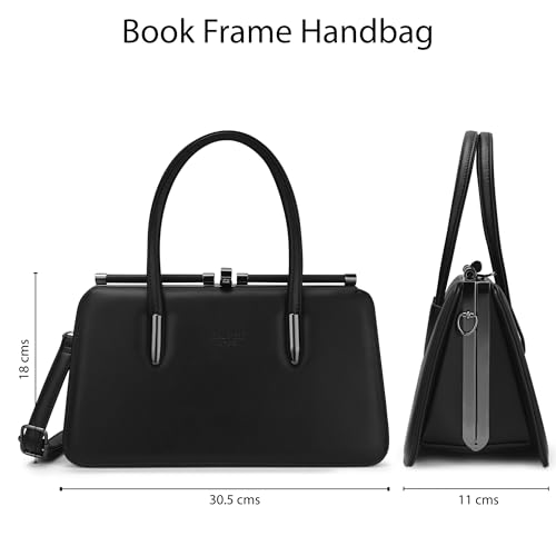 Image of Lavie Luxe Women's Book Dual Handle Frame Satchel Handbag | Satchel Bag for Work | Ladies Purse | Stylish Shoulder Bag | Gift For Women