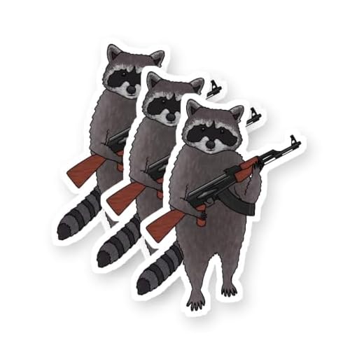 Raccoon with Ak-47 Miss.Edshot Aesthetic Vinyl Stickers 3 Pack 3 Inch
