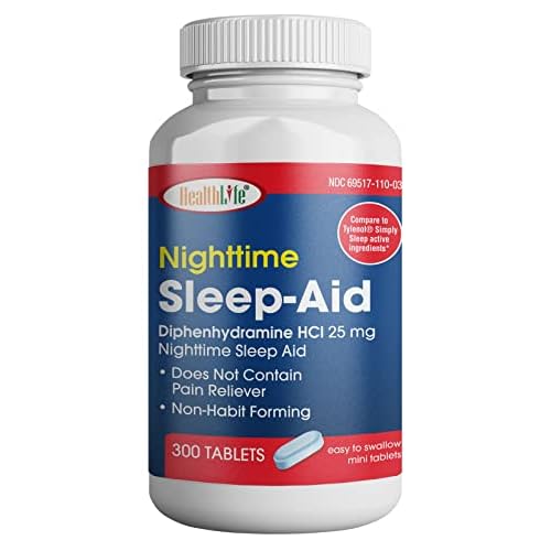 HEALTH LFE HealthLife® Sleep Aid (Diphenhydramine HCl Caplets, 25 mg Blue) 300 Count