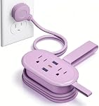 SURAIELEC Purple Bande de transport avec 4 AC Des sorties, PD 20W Chargement rapide, 1 USB-C et 2 USB-A Ports, 4.6 FT Cord d'extension avec 45° Plug plat, Cruise Essentials 2026, Pas de protection contre les surpressions