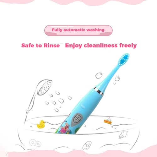 Image of 3 Pack Kids Battery Powered Sonic Toothbrush with 6 Brush Heads and Toothbrush Cover, AA Battery - Soft Bristles, IPX Waterproof, 2 Mins Timer (Blue)