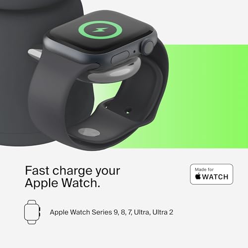 Image of Belkin 2-in-1 Qi2 Wireless Charging Dock 15W Fast Charge iPhone Charger Compatible with iPhone 17, 16, 15, 14, and 13 Series, AirPods and Other Qi2 Enabled Devices, Includes Power Supply - Black