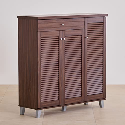 Image of Home Centre Lewis NXT 26 Pairs Shoe Cabinet with Drawer - Brown