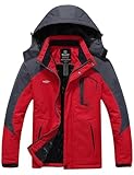 Wantdo Men's Waterproof Mountain Jacket Fleece Windproof Ski Jacket US L  Red L