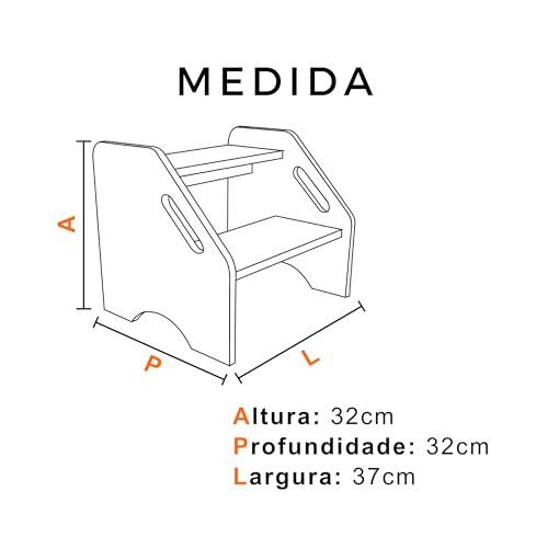 Escada Escadinha 2(dois) Degraus Maca Estetica Multiuso Banqueta Banco Mdf (MDF Cru)