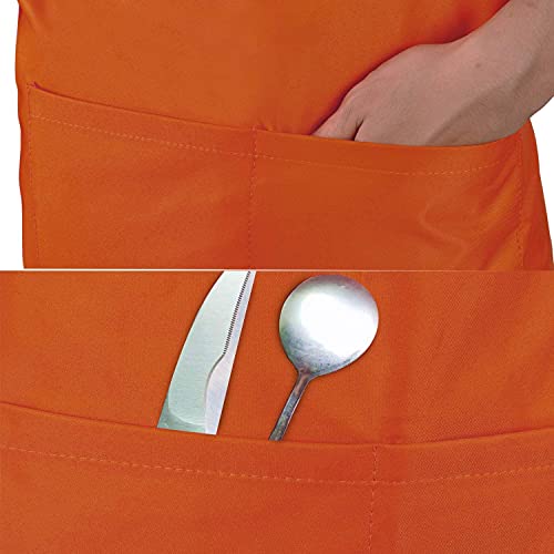 Viedouce 2 Packs Aprons Cooking Kitchen Waterproof,Adjustable Chef Apron With 2 Pockets For Home,Restaurant,Craft,Garden,Bbq,School,Coffee House,Apron For Men Women, Orange #TOP2