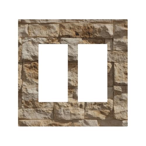 Natural Yellow Stone Texture Double Rocker Decorative Light Switch Cover