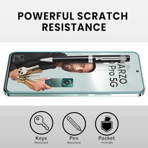 Image of SENBUN Tempered Glass Screen Protector Compatible for Realme Narzo 70, Narzo 70 Pro with Edge to Edge Coverage and Easy Installation Kit, Pack of 1, Black