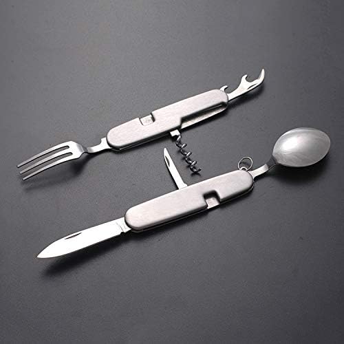Multifunctional 6-in-1 Fork and Spoon Corkscrew Combination/Outdoor Camping Fork/Spoon/Table Knife Military Package for Hiking, Survival and Camping (1 Set) - Image 5