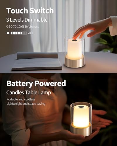 Image of 4 inch Gold Cordless Table Lamp 2 Pack, Outdoor Rechargeable Lamp