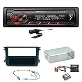 Die Einparkhilfe (PDC) und Klimaautomatik werden nicht auf dem Display des Radios angezeigt, der Warnton der Einparkhilfe (PDC) funktioniert jedoch weiterhin. Das Display im Tacho funktioniert weiterhin, es werden dort jedoch keine Informationen vom Radio wie z. B. Radiosender, Musiktitel etc. angezeigt. Eine evtl. vorhandene Lenkradfernbedienung wird nicht unterstützt. In unseren anderen Angeboten finden Sie dieses Set auch inkl. dem Lenkradfernbedienungsadapter.