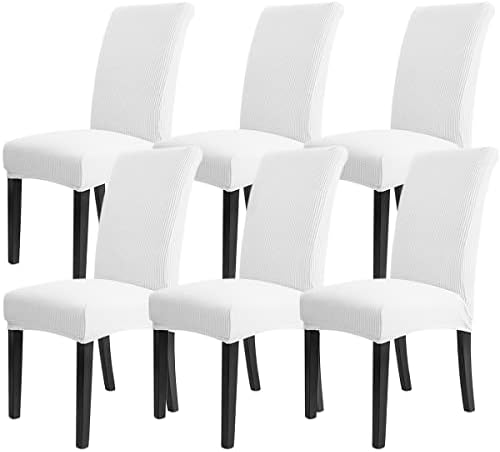 COOLBEBE Chair Cover for Dining Room of 6 – Premium Chair Slipcovers Stretch Removable Parsons Chair Covers Washable Jacquard Seat Protectors Set, Perfect for Home/Restaurant/Hotel Green