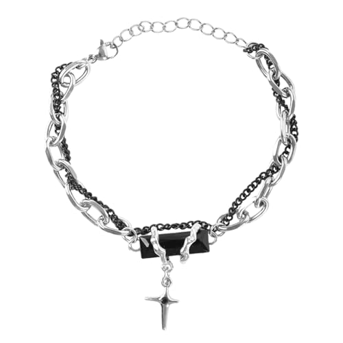 Image of PROBEROS Bracelet for Men Gothic Double Chain Star Charm Link Chain Punk Hip Hop Unisex Style Rock Cool Adjustable Bracelet Gifts for Boyfriend & Husband