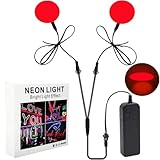 Electroluminescent EL Panels Round Neon Lights with Battery Case, Neon Eye Lights EL Sheet for Cosplay Mask DIY Modifications, No Battery (Red, 30MM)