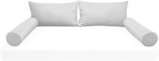 Twin Size Pillow & Bolster Cushion Polyester Fiberfill Inserts Replacement Set for Outdoor or Indoor Daybed and Porch Swing Bed, Insert ONLY (White, 36.5 * 20 * 5in)