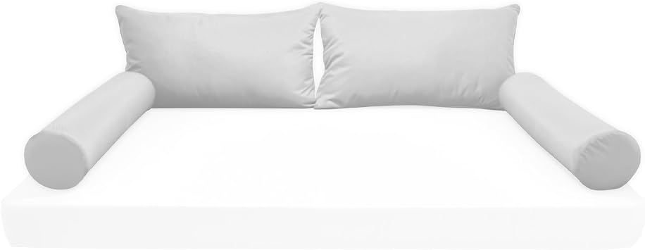 Twin Size Pillow & Bolster Cushion PP Cotton Fiberfill Inserts Replacement Set for Outdoor or Indoor Daybed and Porch Swing Bed, Insert ONLY White, 36.5 * 20in
