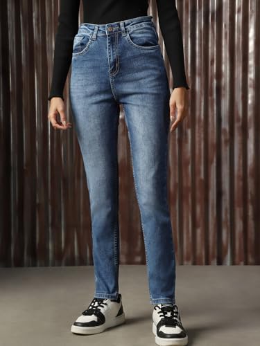 Image of High Star Women Cotton Washed Skinny fit High-Rise Casual Jeans