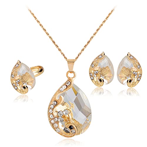 Pendientes chapados en oro rosa KnSam y collares de compromiso con circonitas