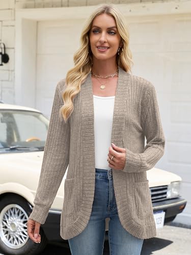 Image of Heymoments Knitted Open Front Cardigan for Women Long Sleeve Causal Bolero Lightweight Sweaters