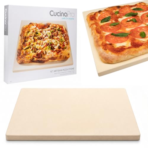 CucinaPro Pizza Stone for Oven, Grill or BBQ, 1/2" Extra Thi...