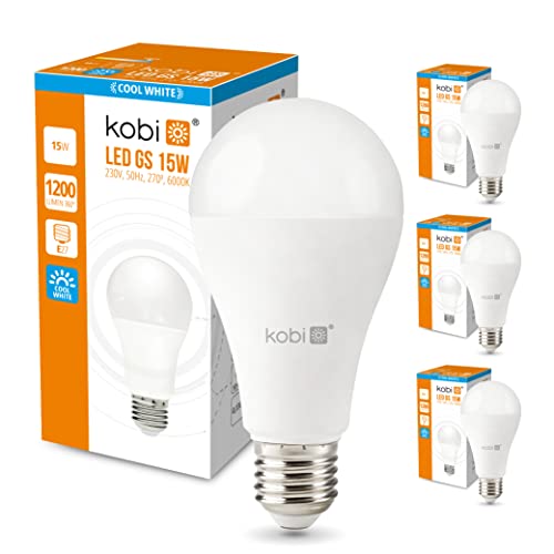 ekobi LED Birne E27 15W 6000K, 1200Lm Kaltweiss Glühbirne LED Lampen, Energiesparlampe, Energiesparende, Leuchtmittel, Birnen Set 270 Grad Abstrahlwinkel, Nicht Dimmbar 3-er Pack Cover
