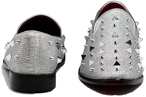 Image of SPK24 Men Vintage Spikes Sparkle Formal Tuxedo Stage Fashion Slip On Loafer Dress Shoes