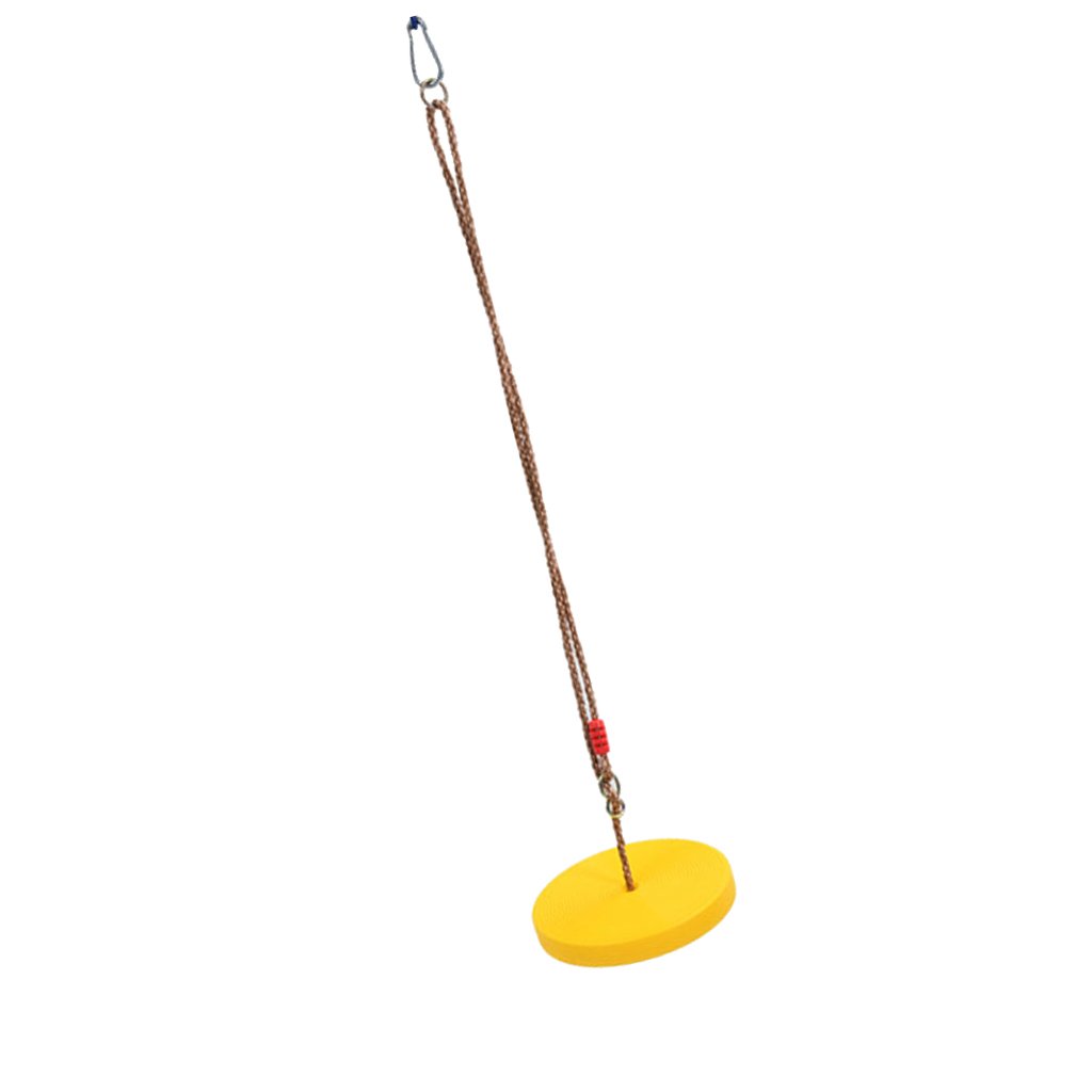 Columpio de Disco para Columpio Colgante para Juguete Al Aire Libre Asiento Disco Plástico PE Cuerda Ajustable Soporte 120 Kg Instalación, Amarillo