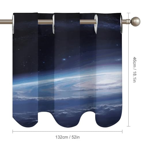 Cortinas opacas de dormitorio y cocina con estampado espacial, cenefa de ventana corta 3