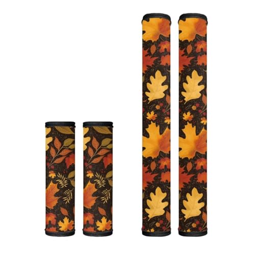 Image of Dreaweet Autumn Maple Leaf Fridge Handle Covers Set of 4 Fall Kitchen Decor Refrigerator Door Handle Covers Washable Universal Fit Microwave Oven Dishwasher,Keep Your Kitchen Appliance Clean