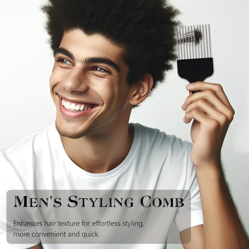 Set de 3 Peines Afro de Metal Negro miniatura 3