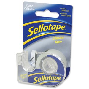 Image of Sellotape Clever Tape Dispenser Roll Write-on Copier-friendly Tearable 18mmx25m Matt Ref 1766010 [Pack 6]