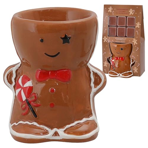 Duftlampe Lebkuchenmann mit 6 x Caramel Cashmere Duft │Steingut...