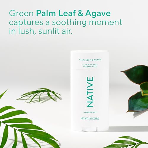 Image of Native Aluminum Free Deodorant, Palm Leaf & Agave, Large Size Stick, 72 Hour Odor Control, for Women & Men, Contains Naturally Derived Ingredients, 3.1 oz