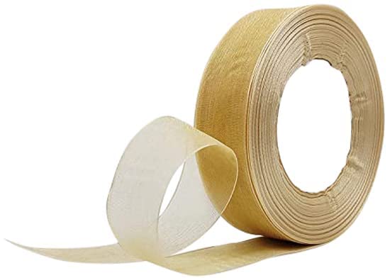 UKIYO | Organza Ribbon(15+ Color Variations Inside) (L-35 Meters,W-1 Inch) | Ribbon for Gift Wrapping,Gift Bows Making, Decoration,Bags Handle (Pack of 4, Light Gold)