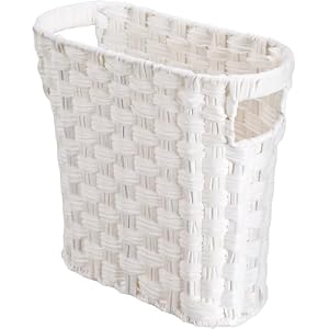 Wicker Waste Basket with Built-in Handles, Multifunctional Mini Basket for Home and Office, Compact Design and Durable Construction with Fine Artisanal Craftsmanship (White)
