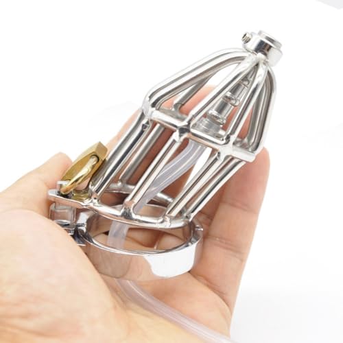 Image of Men's Breathable Stainless Steel Skeleton Protective Cage - with Catheter Protection Kit A267 (52mm)
