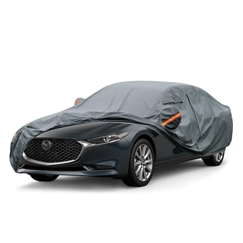 Premium Car Cover Custom Fit Mazda 3 Sedan (2003-2025), 16 Layers Heavy Duty Car Cover Waterproof All Weather with Zipper Door for Sun Rain Snow Dust