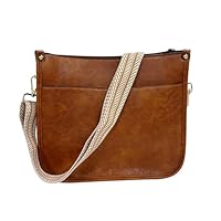 Bolso de hombro para mujer, de piel sintética (PU), bandolera, bandolera ancha ajustable y extraíble, color marrón