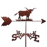 WIQUYBML Veleta Bulldog Tyne Oso Pájaro Grulla Salvaje Siluetas de Toro Veleta, Indicador de dirección del Viento Granja Retro Duradero Escena Jardín Patio Hierro Forjado Tiempo Patio