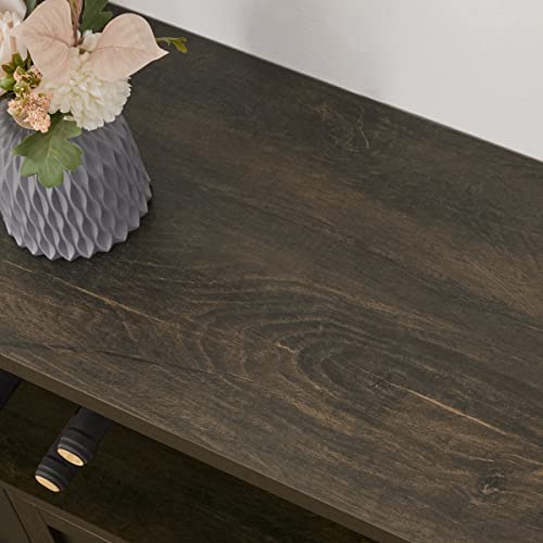 Aubtik Farmhouse Bookshelf With Storage, Rustic Book Shelf With Doors, Industrial Tall Wood Bookcase With Cabinet For Home Office, Living Room, Bedroom (Walnut Brown) #TOP2