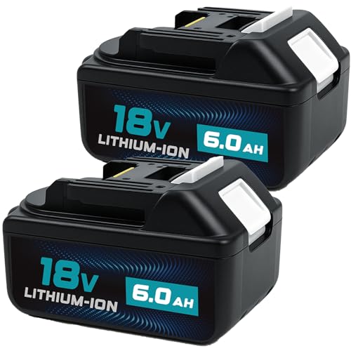 TTILTTELLL 2-Pack 6Ah 18V Battery Replacement for BL1860B, BL1860, BL1850B, BL1840B, BL1830B, BL1820 Batteries, Compatible with Makita 18V Lithium-Ion Tools and Chargers