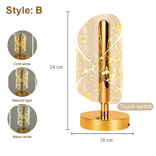 Image of One94Store 3D Infinity Crystal LED Night Lamp with Gold Base, Touch Control Cordless Decorative Table Light - 3 Color Modes, Modern Bedside Lamp for Bedroom, Living Room & Home Decor (Plastic Body)