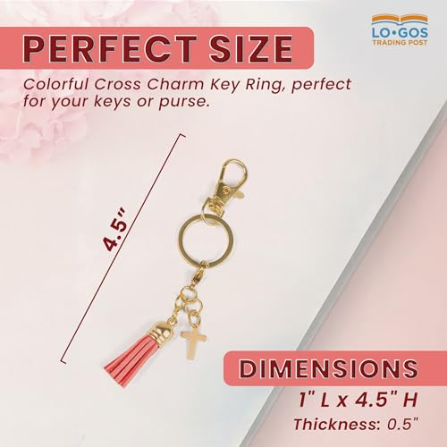 LOGOS TRADING POST Cross Charm Keychain with Tassel - Minimalist Gold Cross Bag Charm2