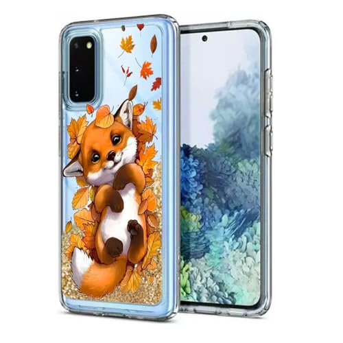 Anreixx Glitter Hülle für Samsung Galaxy S20 FE, Niedliche Fuchs Muster Silikonhülle mit glänzenden Sparkle Bling Quicksand & weiche TPU Bumper-Kissen