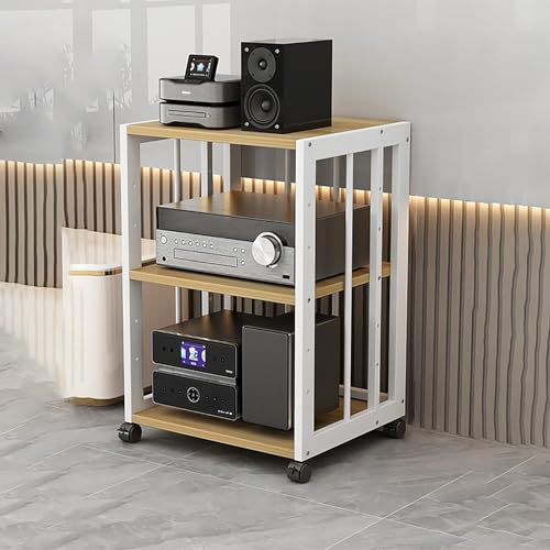 Présentoir Audio Support Multimédia avec Roues Universelles Tour de Son D'angle Support Audio Sur Pied Facile à Assembler pourSalon Bureau Chambre Studio...