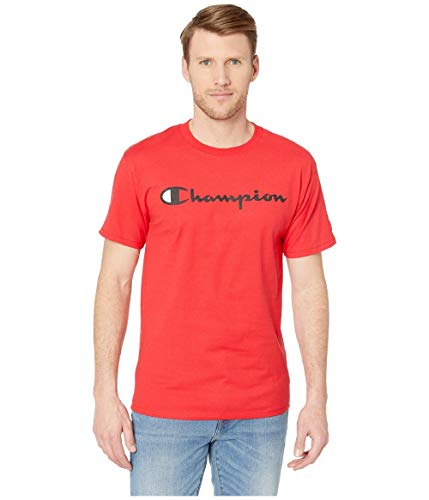 Champion Men's Classic Jersey Script T-shirt, scarlet, Medium